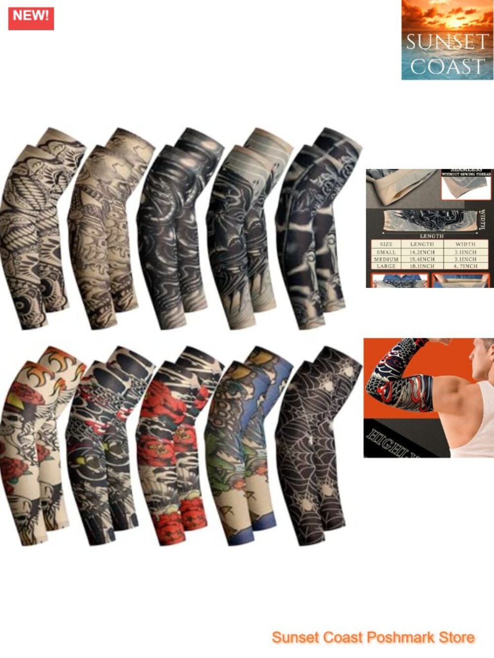 20 Pack UV Arm Sleeves for Men, Breathable Sun Protection